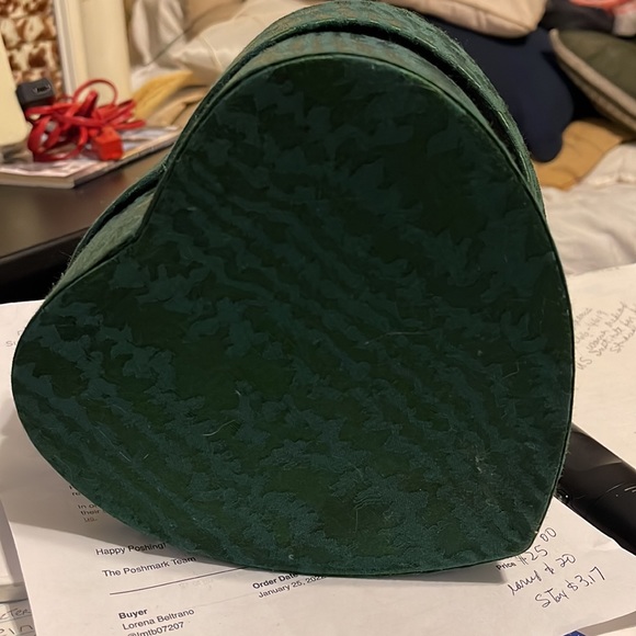 COPY - Antique Satin covered Heart Shaped Box 8” by 4” tall - Picture 2 of 5